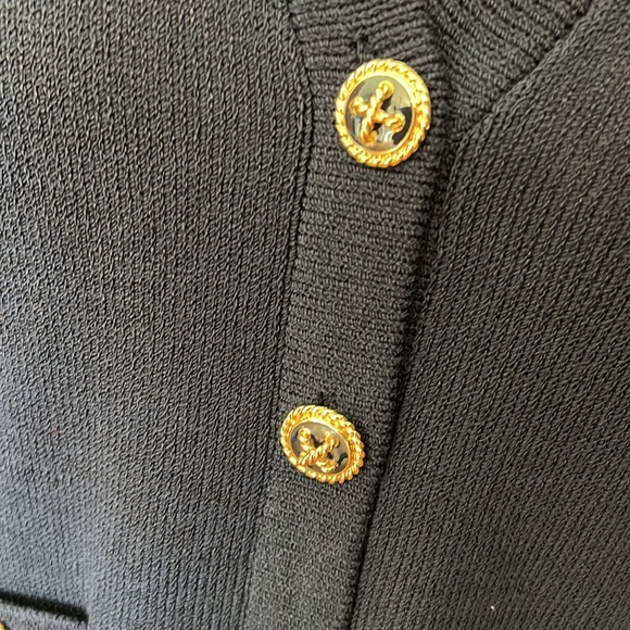 St.John Collection Marie Gray Navy Nautical Rope Button Crop Knit Sweater Jacket - Picture 5 of 16